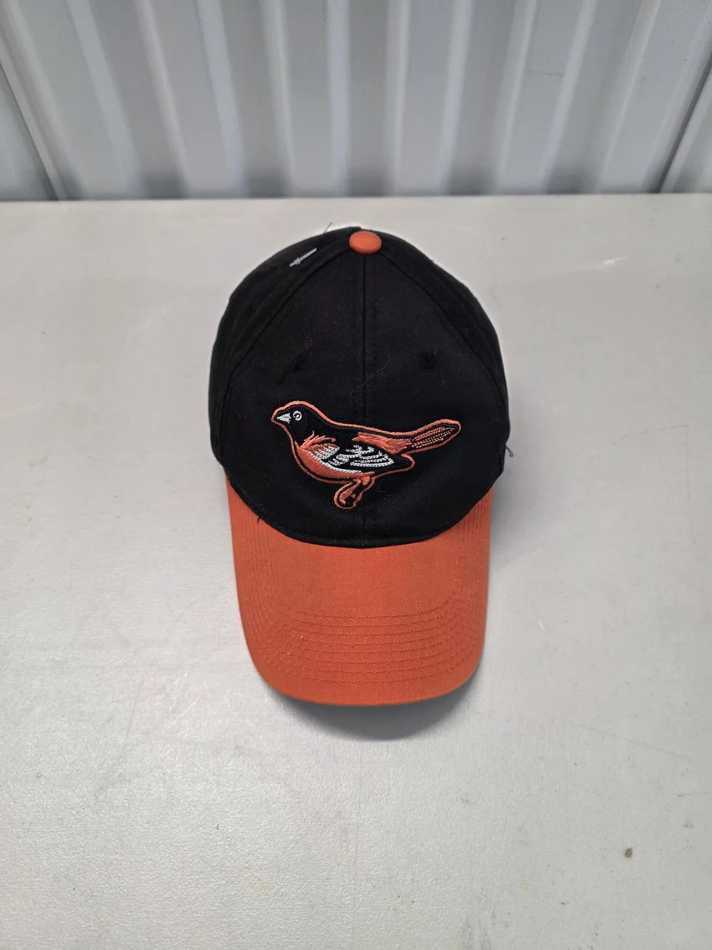 Kids Black and Orange Baseball Cap with Embroidered Bird -